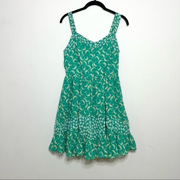 LC Lauren Conrad Green Floral Ruffle Dress - Picture 3 of 8